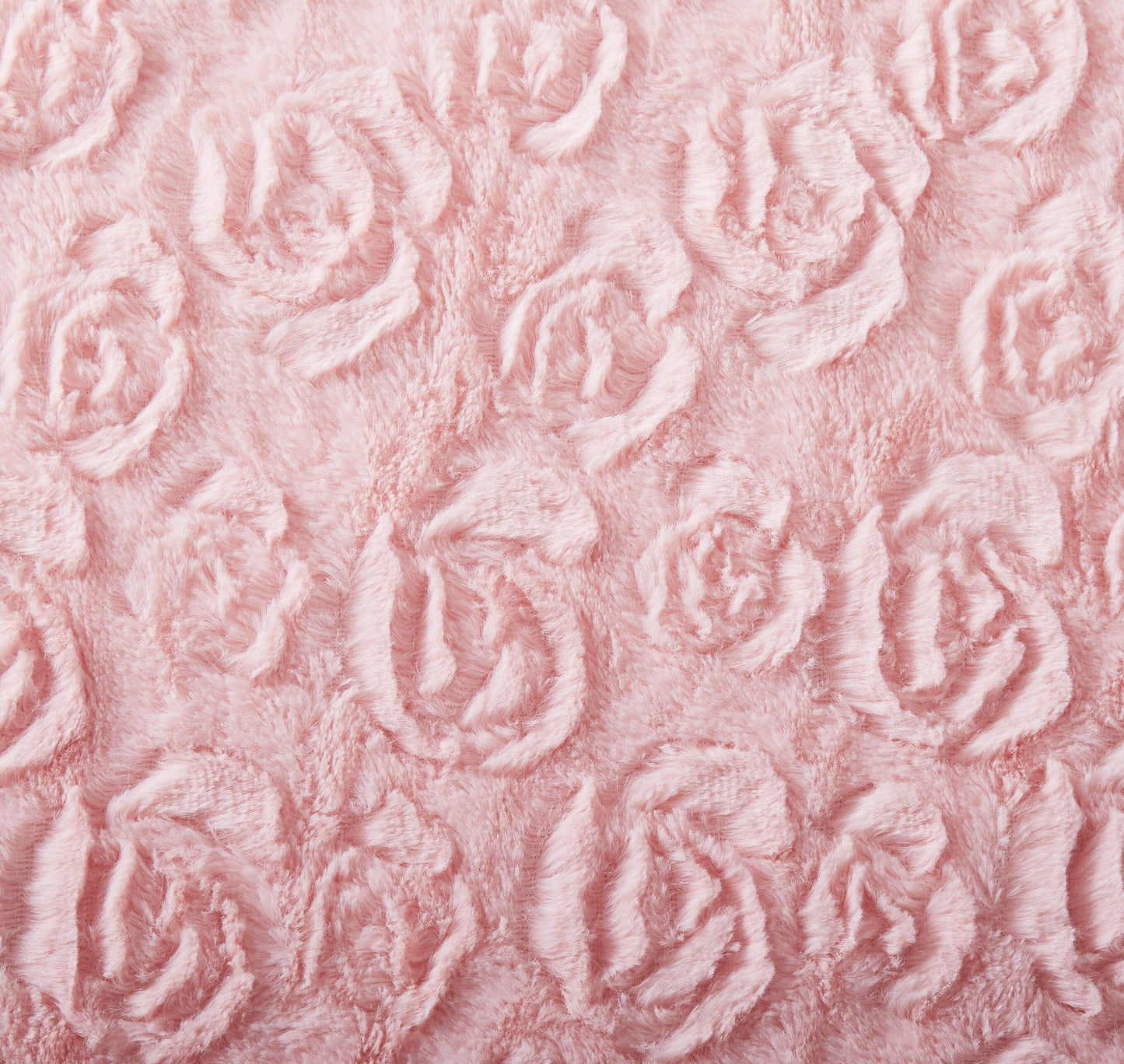 DaDa Bedding Baby Pink Roses Luxury Faux Fur Throw Pillow