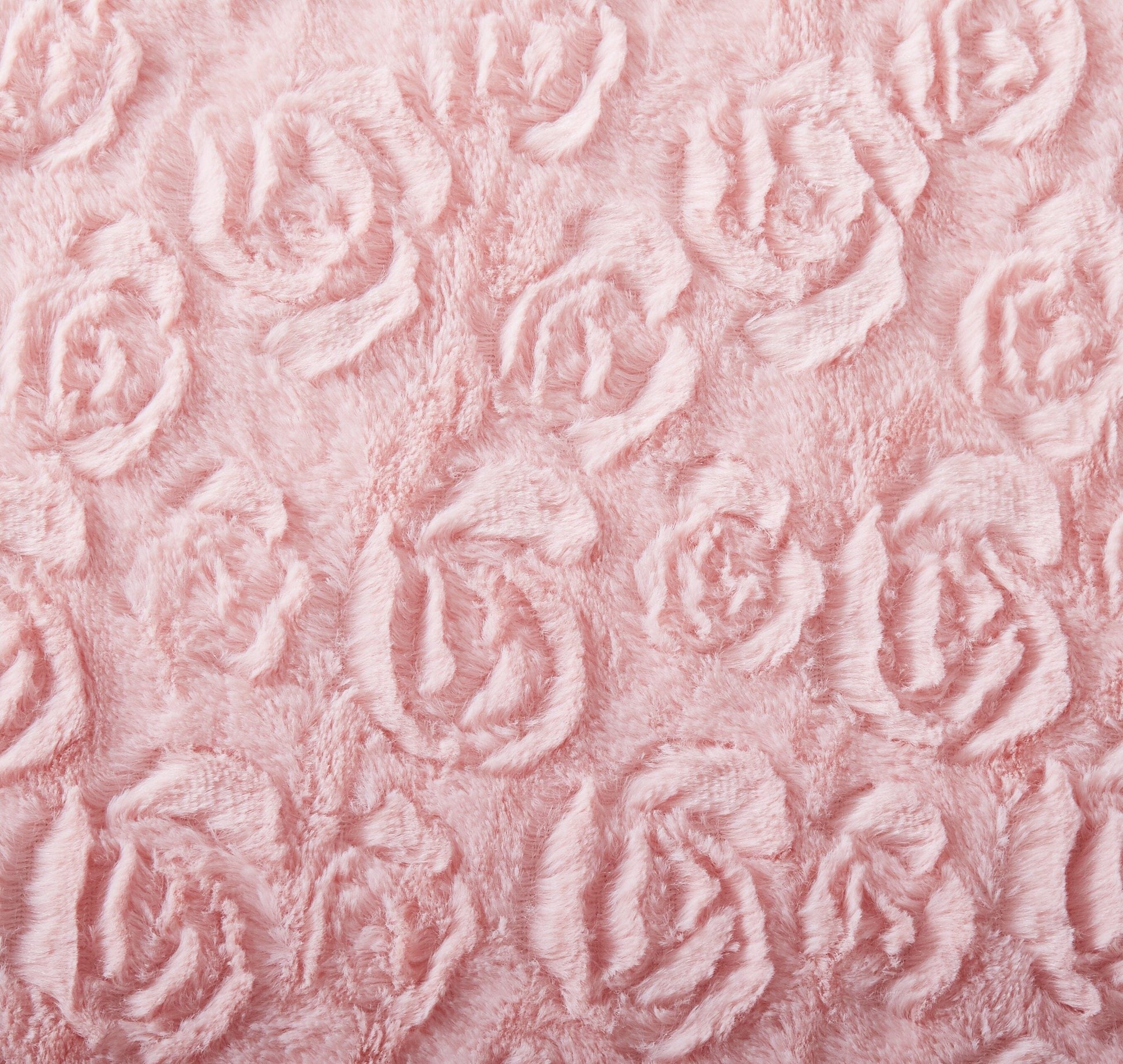 DaDa Bedding Baby Pink Roses Luxury Faux Fur Throw Pillow