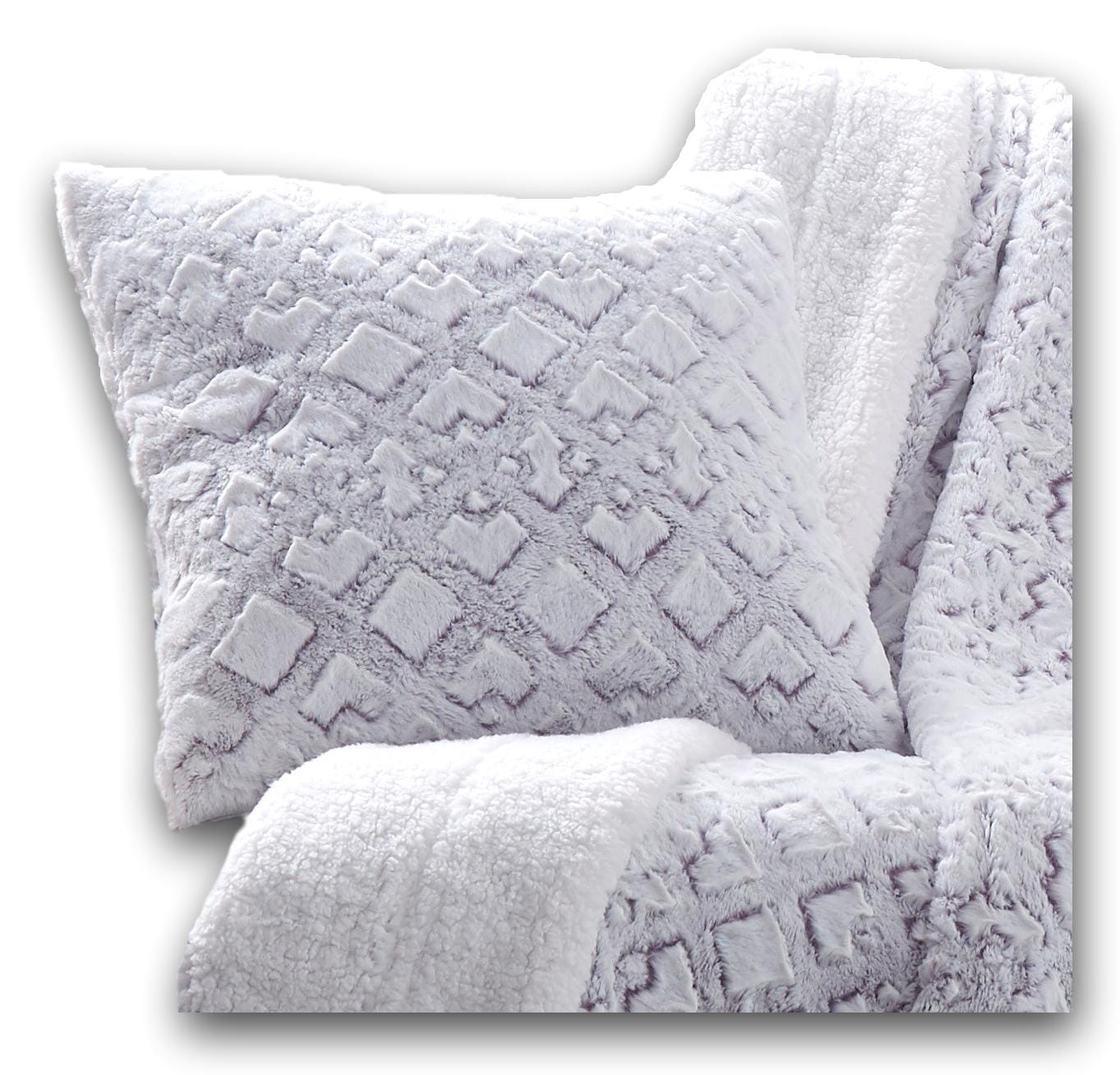 DaDa Bedding Dreamy Milky Way White & Purple Embossed Faux Fur Euro Pillow Cover
