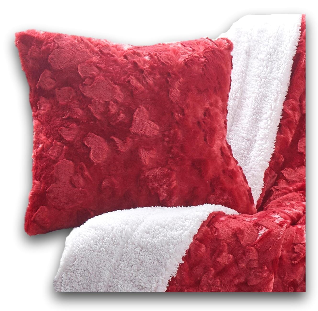 DaDa Bedding Candy Apple Red Luxury Faux Fur Euro Throw Pillo